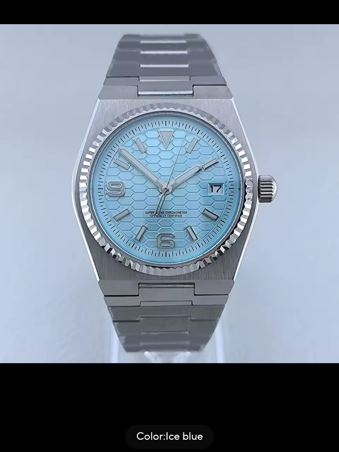 Ice Blue Dial Stainless Steel Watch